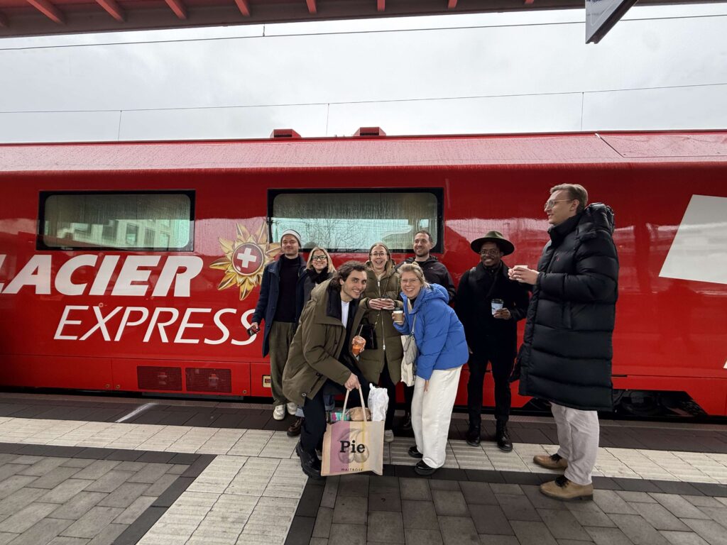 Friends outside the Glacier Express